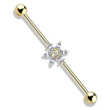 Piercing industriel 31 - Gold-ip jaune fleur pétales cristaux