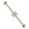 Piercing industriel 31 - Gold-ip jaune fleur pétales cristaux