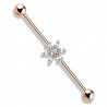 Piercing industriel 31 - Gold-ip rose fleur pétales cristaux