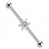 Piercing industriel 31 - Gris fleur pétales cristaux