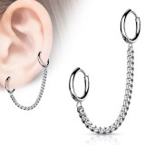 Chaine pour oreille 39 - Grise avec deux anneaux