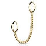 Chaine pour oreille 39 - Gold-ip jaune avec deux anneaux