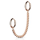 Chaine pour oreille 39 - Gold-ip rose avec deux anneaux