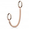 Chaine pour oreille 39 - Gold-ip rose avec deux anneaux