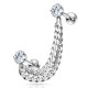Double chaine pour oreille 38 - Grise avec deux zircones ronds