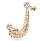 Double chaine pour oreille 38 - Gold-ip rose avec deux zircones ronds