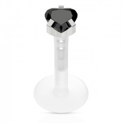 Piercing micro-labret téflon 22 - Cristal cœur noir