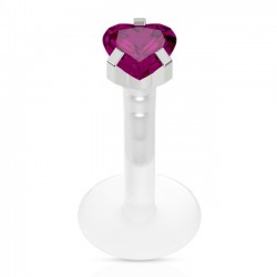Piercing micro-labret téflon 22 - Cristal cœur lilas