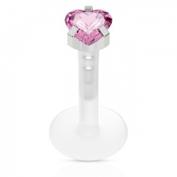 Piercing micro-labret téflon 22 - Cristal cœur rose