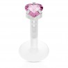 Piercing micro labret téflon cristal cœur rose (22)