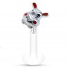 Piercing micro-labret téflon 23 - Zèbre oreilles et narines rouges