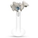 Piercing micro-labret téflon 52 - Deux papillons cristal bleu-clair