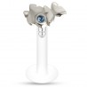 Piercing micro-labret téflon 52 - Deux papillons cristal bleu-clair