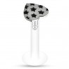 Piercing micro-labret téflon 75 - Cœur avec des étoiles