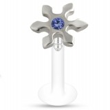 Piercing micro-labret PTFE 88 - Soleil strass bleu