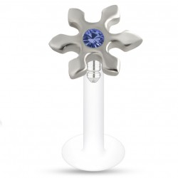 Piercing micro-labret PTFE 88 - Soleil strass bleu