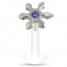 Piercing micro-labret téflon 88 - Soleil cristal bleu