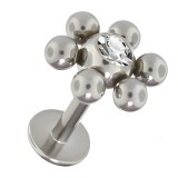 Piercing labret 12 - Boule cristal transparent petites billes