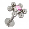 Piercing labret 12 - Boule cristal rose petites billes