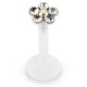 Piercing micro-labret téflon 11 - Fleur cristaux transparents