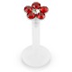 Piercing micro-labret téflon 11 - Fleur cristaux rouges