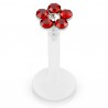 Piercing micro-labret téflon 11 - Fleur cristaux rouges