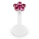 Piercing micro-labret téflon 11 - Fleur cristaux roses