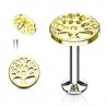 Piercing micro-labret 28 - Gold-ip jaune arbre de vie