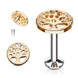 Piercing micro-labret 28 - Gold-ip rose arbre de vie