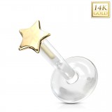 Piercing micro-labret téflon OR-14k jaune étoile