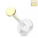 Piercing micro-labret PTFE OR-14k jaune cercle plat