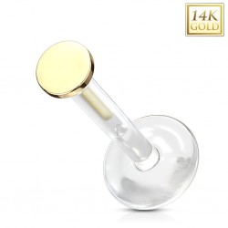Piercing micro-labret PTFE OR-14k jaune cercle plat