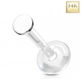 Piercing micro-labret PTFE OR-14k blanc cercle plat