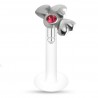 Piercing micro-labret téflon 109 - Trois cœurs cristal rose