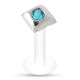 Piercing labret téflon 43 - Carré avec cristal bleu-clair