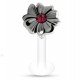 Piercing micro-labret téflon 115 - Fleur centre rose