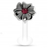Piercing micro-labret téflon 115 - Fleur centre rose