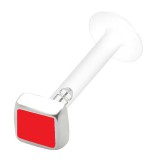 Piercing labret téflon 32 - Carré peint rouge