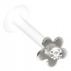 Piercing micro-labret téflon 39 - Fleur avec cristal transparent