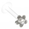 Piercing micro-labret téflon 39 - Fleur avec cristal transparent