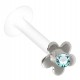 Piercing micro-labret téflon 39 - Fleur avec cristal bleu-clair