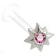 Piercing labret téflon 42 - étoile huit branches cristal rose