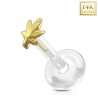 Piercing micro-labret téflon OR-14k jaune cannabis
