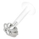Piercing labret téflon 40 - Fleur avec cristal transparent
