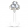 Piercing micro-labret téflon 38 - Trois cristaux transparents