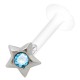 Piercing labret téflon 41 - étoile cristal bleu-clair