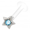 Piercing labret téflon 41 - étoile cristal bleu-clair
