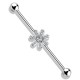 Piercing industriel 51 - Gris fleur cristaux transparents