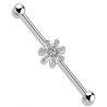 Piercing industriel 51 - Gris fleur cristaux transparents