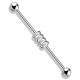 Piercing industriel 52 - Gris quatre zircones transparents
